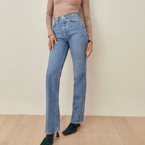 Reformation Cynthia High Rise Straight Long Jeans